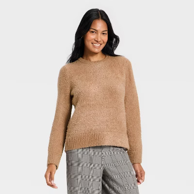 Women's Long Sleeve Fuzzy Pullover Sweater - A New Day™ | Target