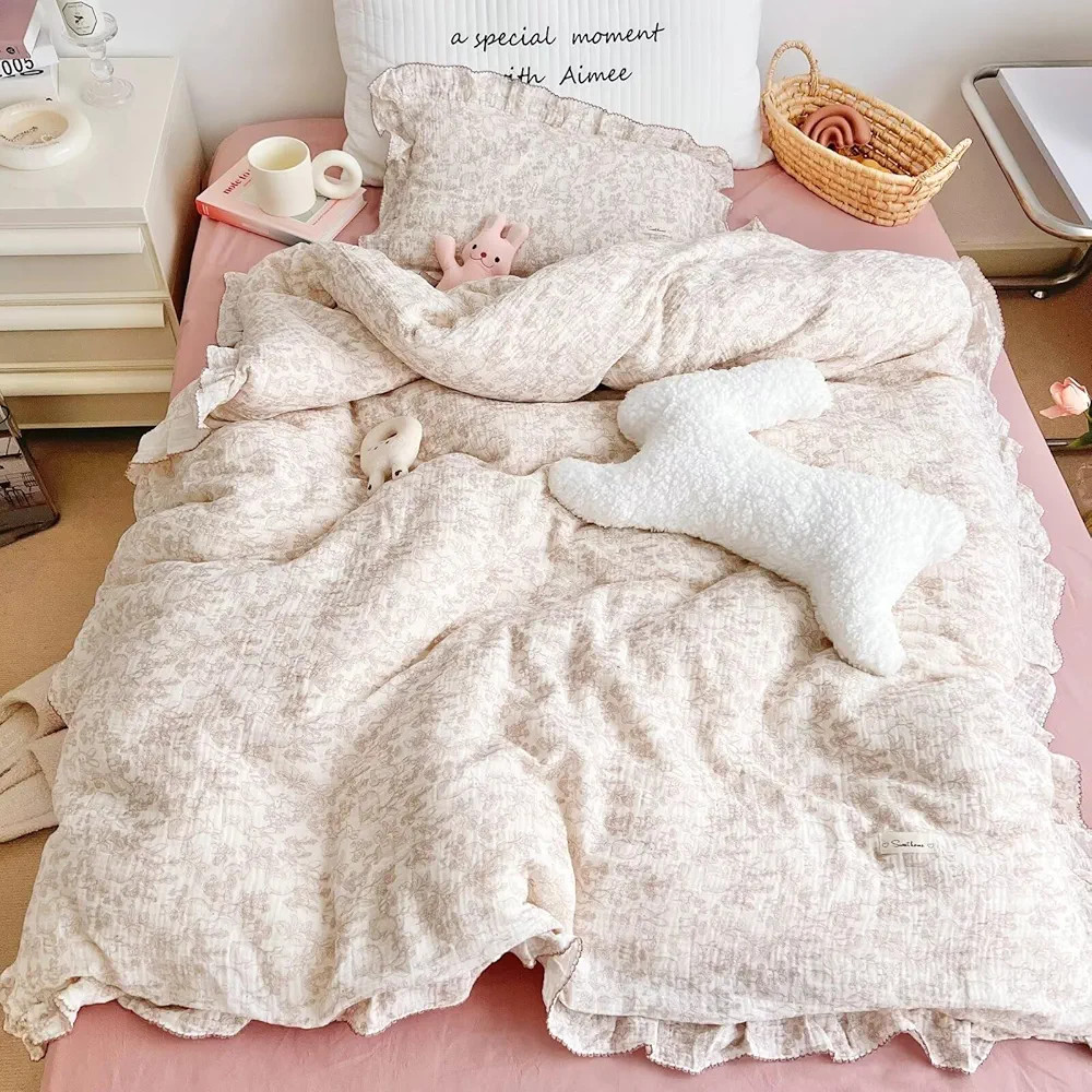 BuLuTu Muslin Cotton Kids Toddler Duvet Cover for Girls Boys Baby Crib Duvet Covers with Zipper C... | Amazon (US)