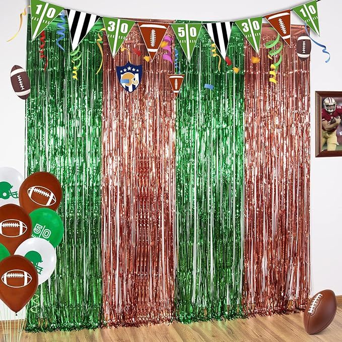 LOLStar 3 Pack Superbowl Photo Booth Prop, Football Party Decorations, 3.3x6.6 ft Dark Green and ... | Amazon (US)