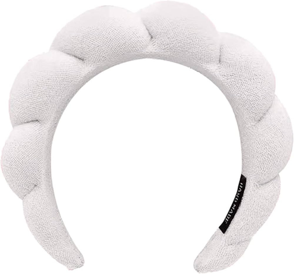 WFWJ Headband for Spa, Makeup Removal, Shower, and Skincare - Sponge Headband (White) | Amazon (US)