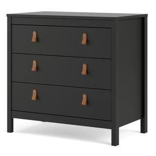 TvilumMadrid 3-Drawer Black Matte Chest of-Drawers (31.38 in. H x 32.40 in. W x 18.90 in. D)(2) | The Home Depot