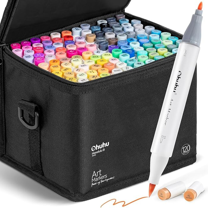 Ohuhu Alcohol Markers Brush Tip -Double Tipped Art Marker Set for Artist Adults Coloring Illustra... | Amazon (US)