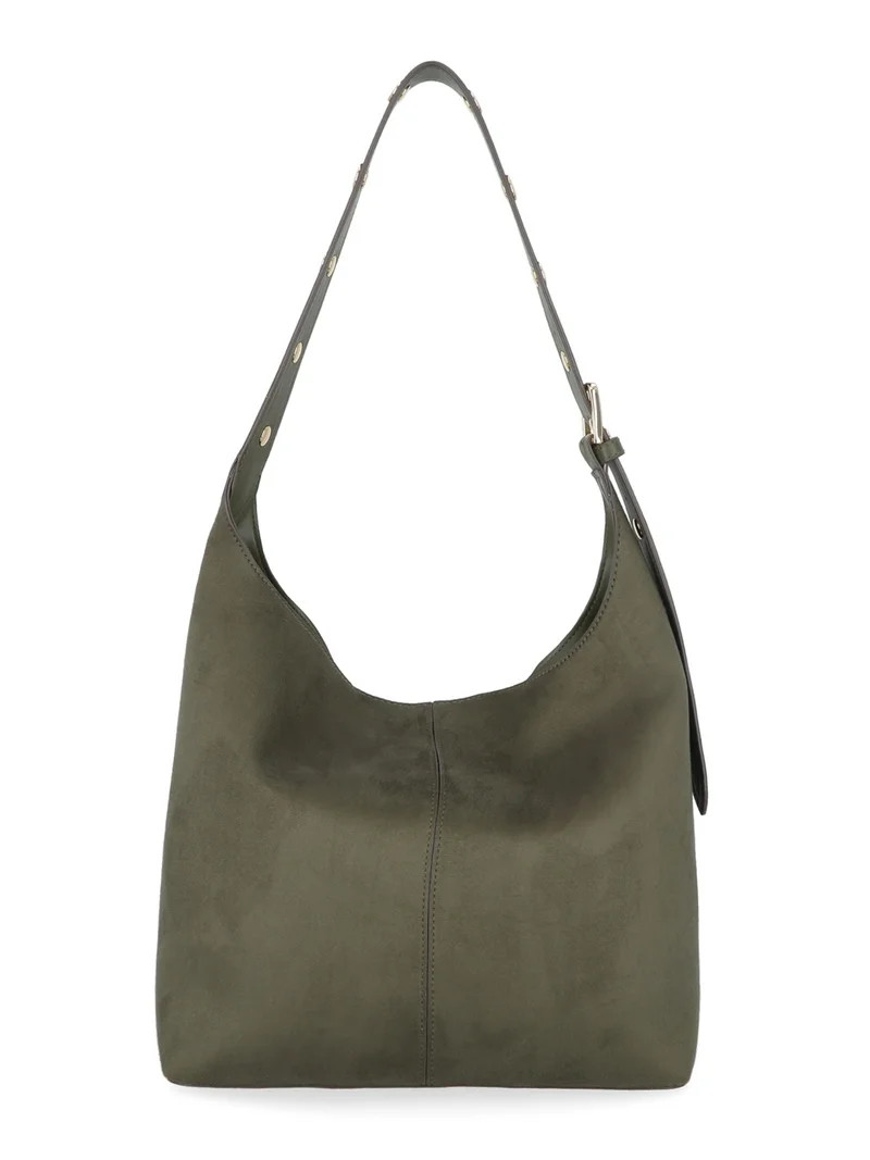 Time and Tru Women's Shively Faux Suede Bucket Handbag, Dark Olive - Walmart.com | Walmart (US)