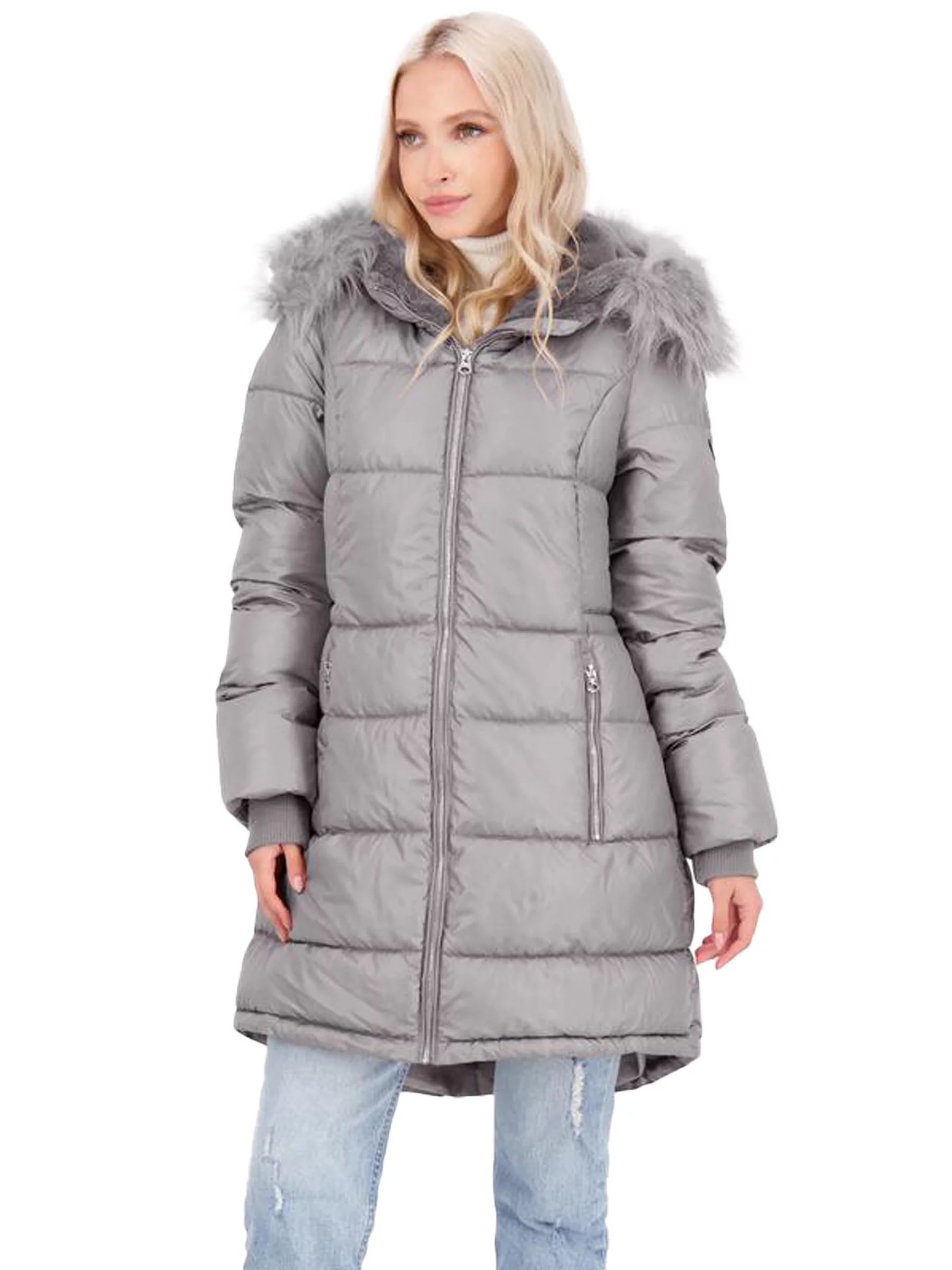 Jessica Simpson Puffer Coat For Women - Quilted Winter Coat w/ Faux Fur Hood | Walmart (US)