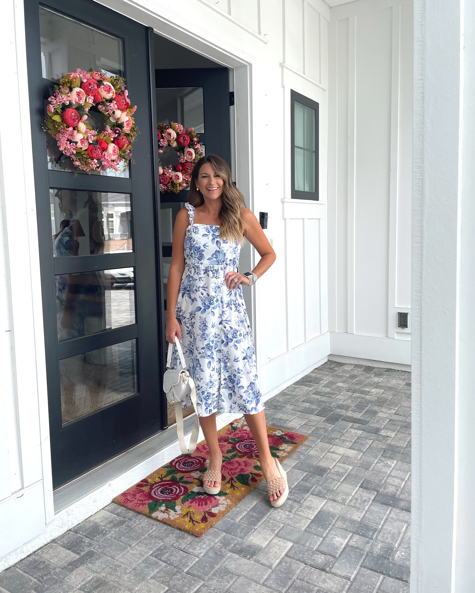 In a medium floral slit midi dress, bag and wedges for spring from Amazon- fits TTS.

#LTKstyletip #LTKunder50 #LTKSeasonal