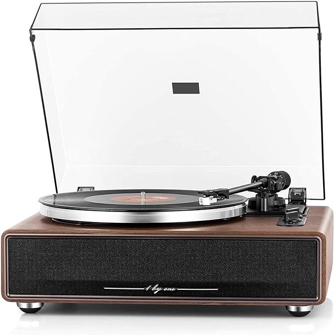 1 by ONE High Fidelity Belt Drive Turntable with Built-in Speakers, Vinyl Record Player with Magn... | Amazon (US)