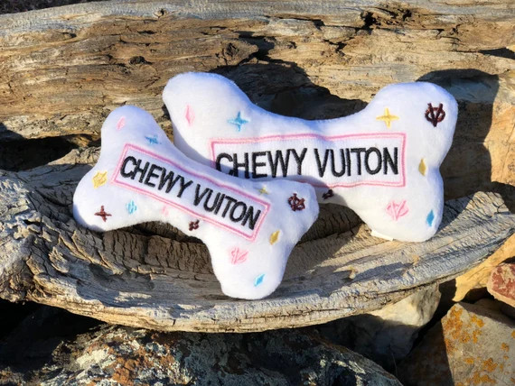 White Chewy Vuiton Dog Toy  Chewy Vuiton Designer Dog Toys  | Etsy | Etsy (US)