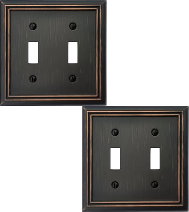 Double Toggle Light Switch Cover Adler Metal Wall Plate, 2-Pack Aged Bronze 2 Gang, Light Switch ... | Amazon (US)