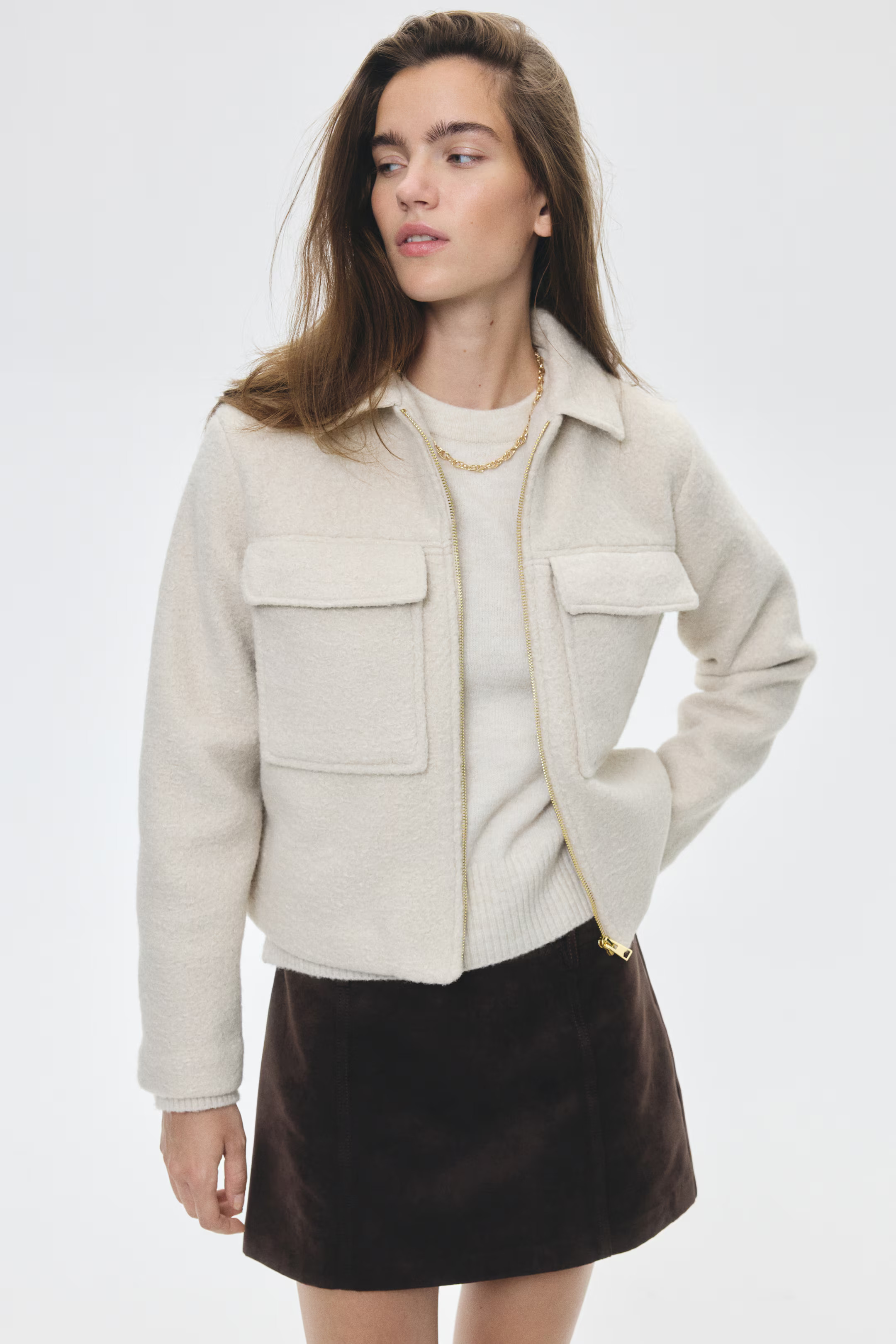 Bouclé Jacket - Light beige - Ladies | H&M US | H&M (US + CA)