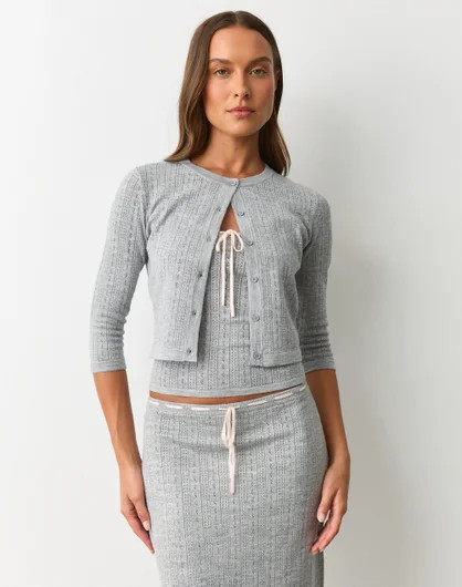 Pointelle Cropped Knit Cardigan | Glassons (Australia)