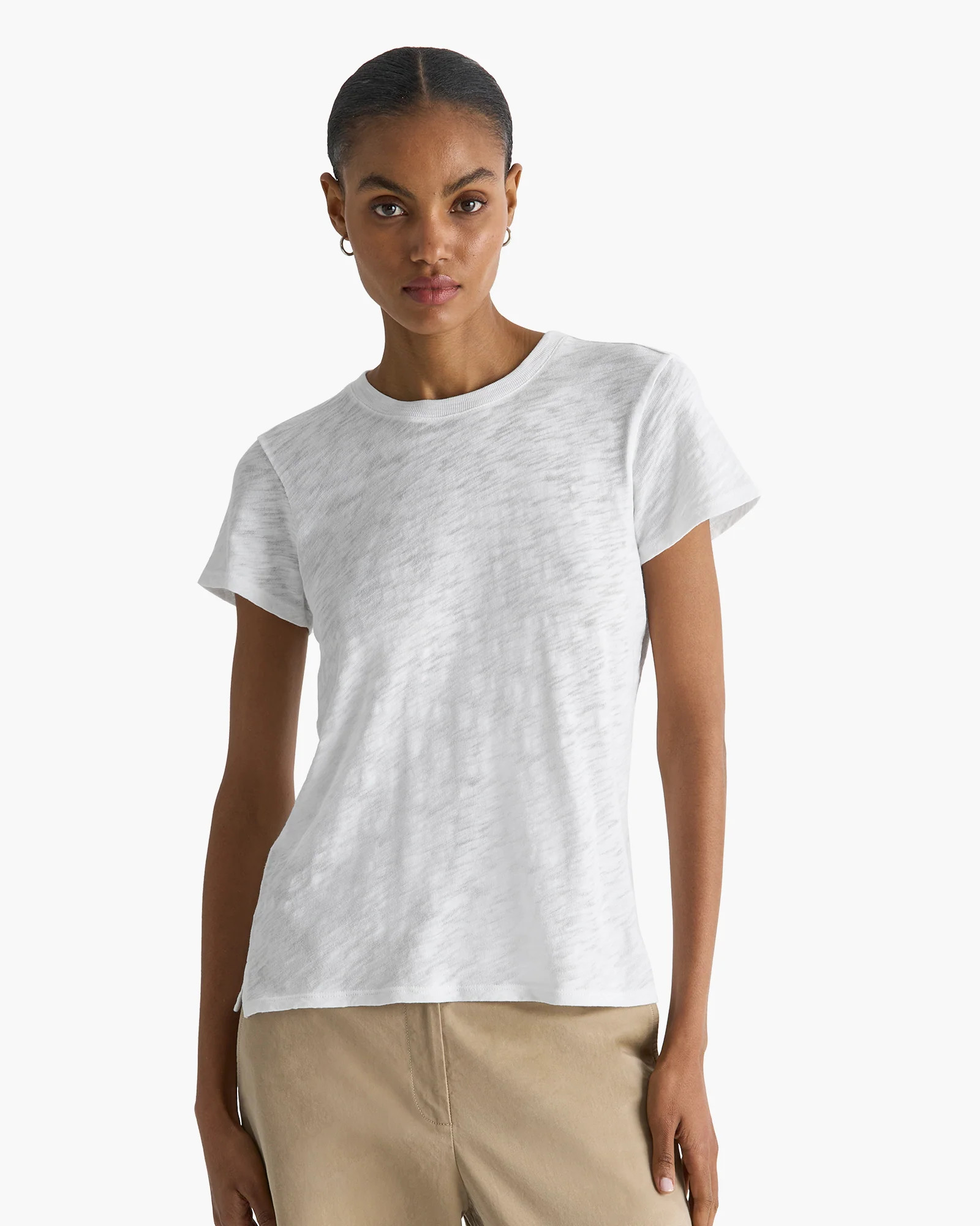 Slub Jersey Schoolboy Crew Neck Tee - White | ATM Collection