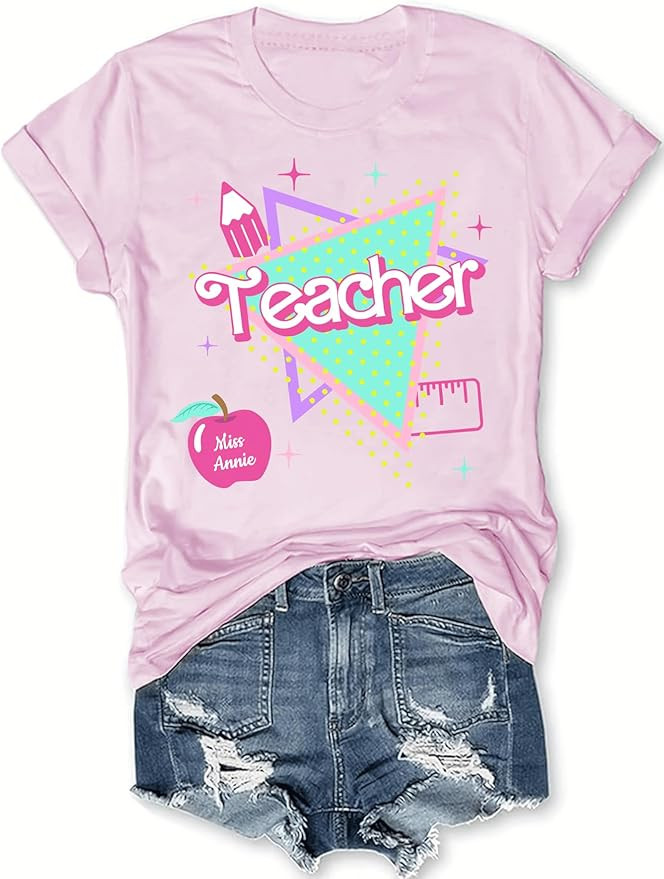 Rocksir Personalized Teacher's Day T-shirt Grade Tshirts Customized Teachers Tee Back to School S... | Amazon (US)