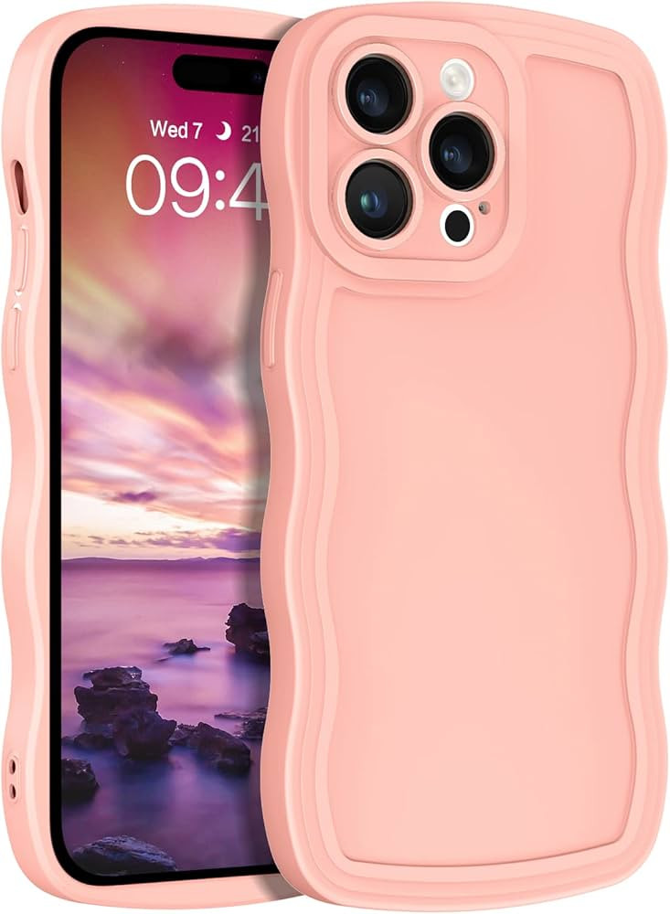YINLAI Case for iPhone 14 Pro Max, Solid Color Wavy Edge Case, Slim Soft TPU Gel Rubber Phone Cov... | Amazon (US)