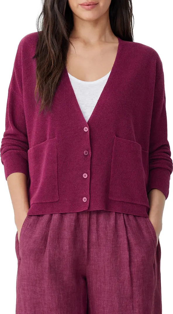 V-Neck Organic Linen & Cotton Cardigan | Nordstrom