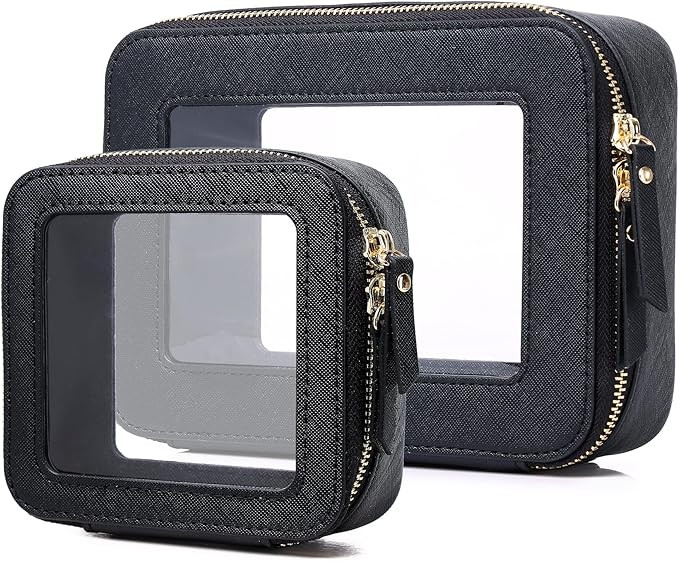 Pinkmik Clear Makeup Bag Waterproof Travel Case for Cosmetics and Toiletries Women's Purse Organi... | Amazon (US)