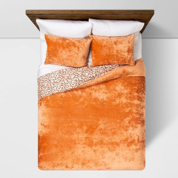 Rust Reversible Velvet Leopard Print Duvet & Sham Set - Opalhouse™ | Target