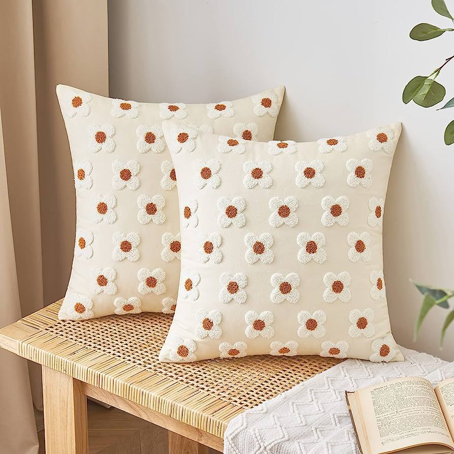 EMEMA Decorative Throw Pillow Covers Sun Flower Jacquard Pillowcase Cushion Case Squarefor Couch ... | Amazon (CA)