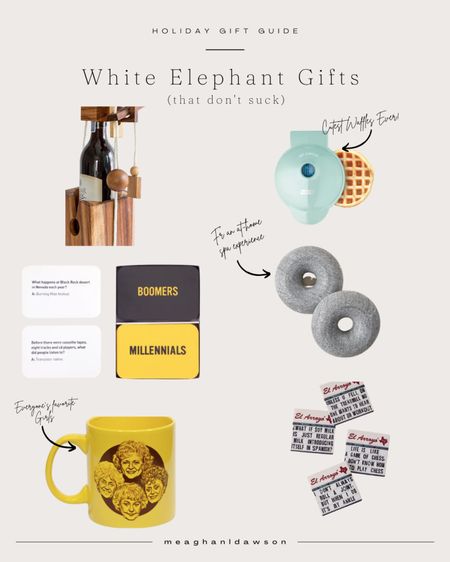 Need a gift for a gift exchange or a white elephant? Look no further.
In the aptly titled White Elephant Gift Guide (with gifts that don’t suck) we’ve got a whole bunch of gifts you’ll be proud to give and maybe even want gifted back to you. 
Check it out and grab your gift exchange gifts today. 

#LTKHoliday #LTKGiftGuide #LTKSeasonal
