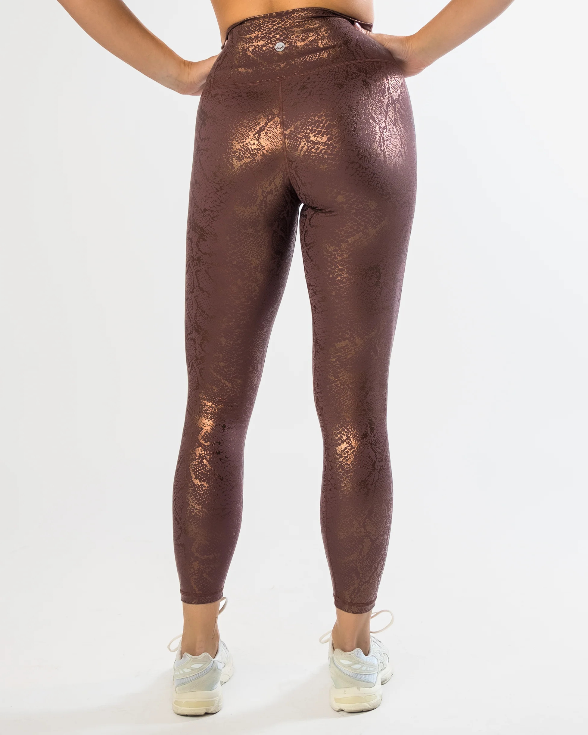 Skin Salutation Leggings - Fossil/Rose Gold Snake Foil | Senita Athletics