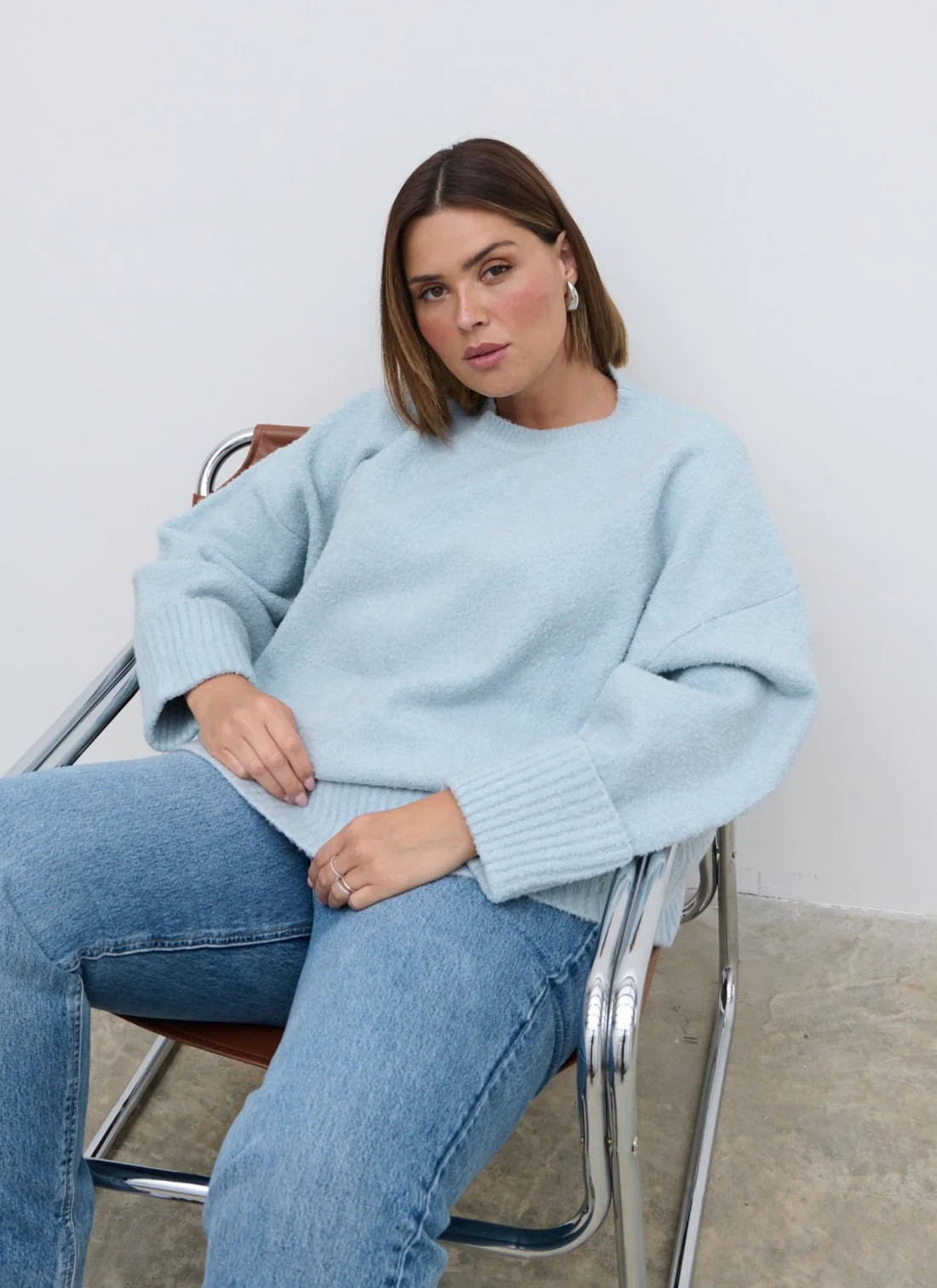 Camille Oversized Borg Knit Jumper Curve | Pretty Lavish (UK)