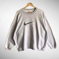 Vintage Nike Swoosh Biglogo Print Sweatshirt Crewneck Longsleeve Pullover Jumper Streetwear Grey Fad | Etsy (US)