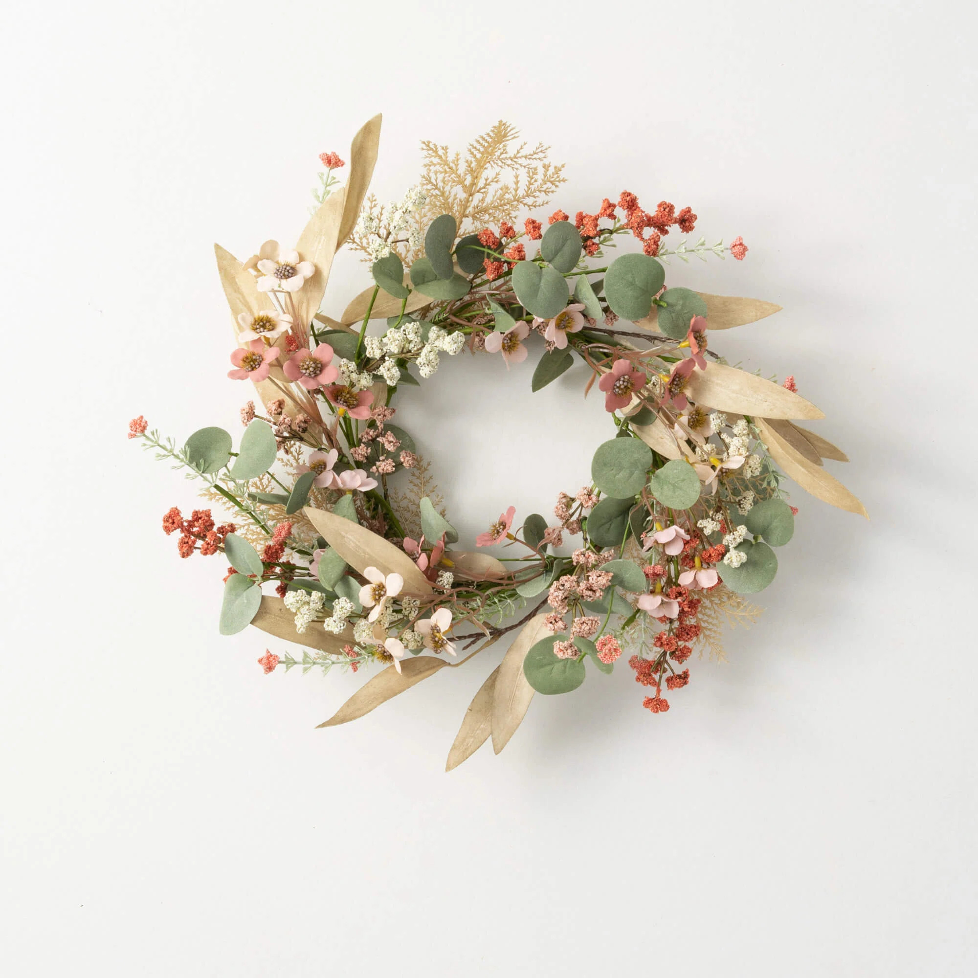 Artificial Rust Flower & Eucalyptus Wreath | Wayfair North America