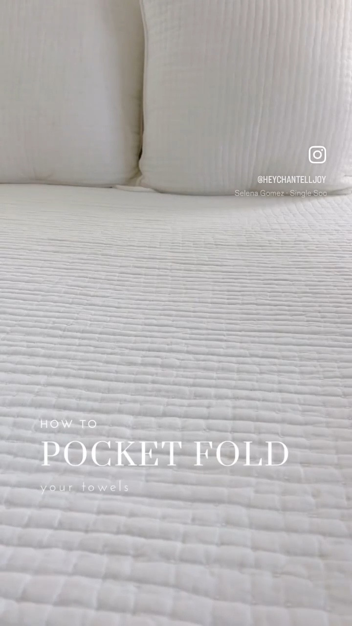 Is Towel Tuesday a thing? If not, let’s pretend that it is 😂

how to do the perfect pocket fold:

- fold towel in half horizontally 
- tri-fold the left side over the right 
- fold town the top half in towards the middle 
- tuck the bottom half into the pocket 

If you’d like to see more videos like this, let me know in the comments below! 👇🏼

#lifestylevlogger #lifestyle #folding #howto #lifehacks #lifehack #viral #viralvideos #viralreels #organizer #organized #toweltuesday #momlife #mommy #momblogger #influencer #lifestylehacks #homesweethome #home

#LTKfindsunder50 #LTKfamily #LTKhome
