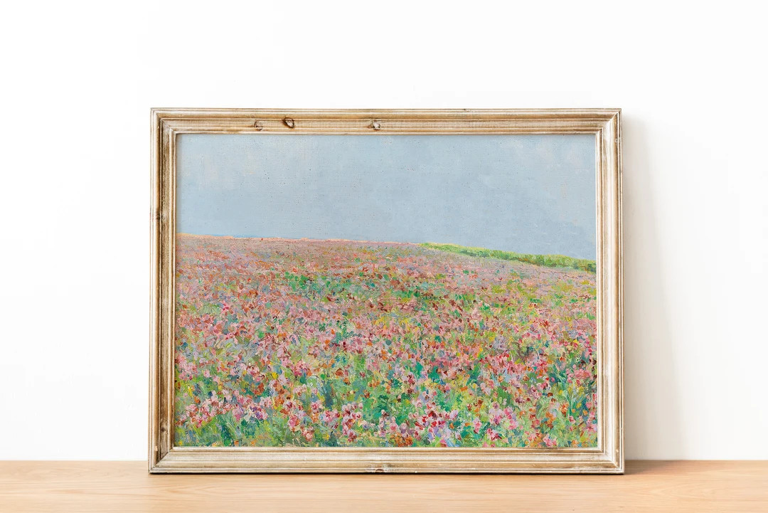 French Country Cottage Meadow Landscape Flower Garden Painting - Etsy | Etsy (US)