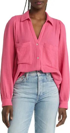 Lauren Organic Cotton Gauze Button-Up Shirt | Nordstrom