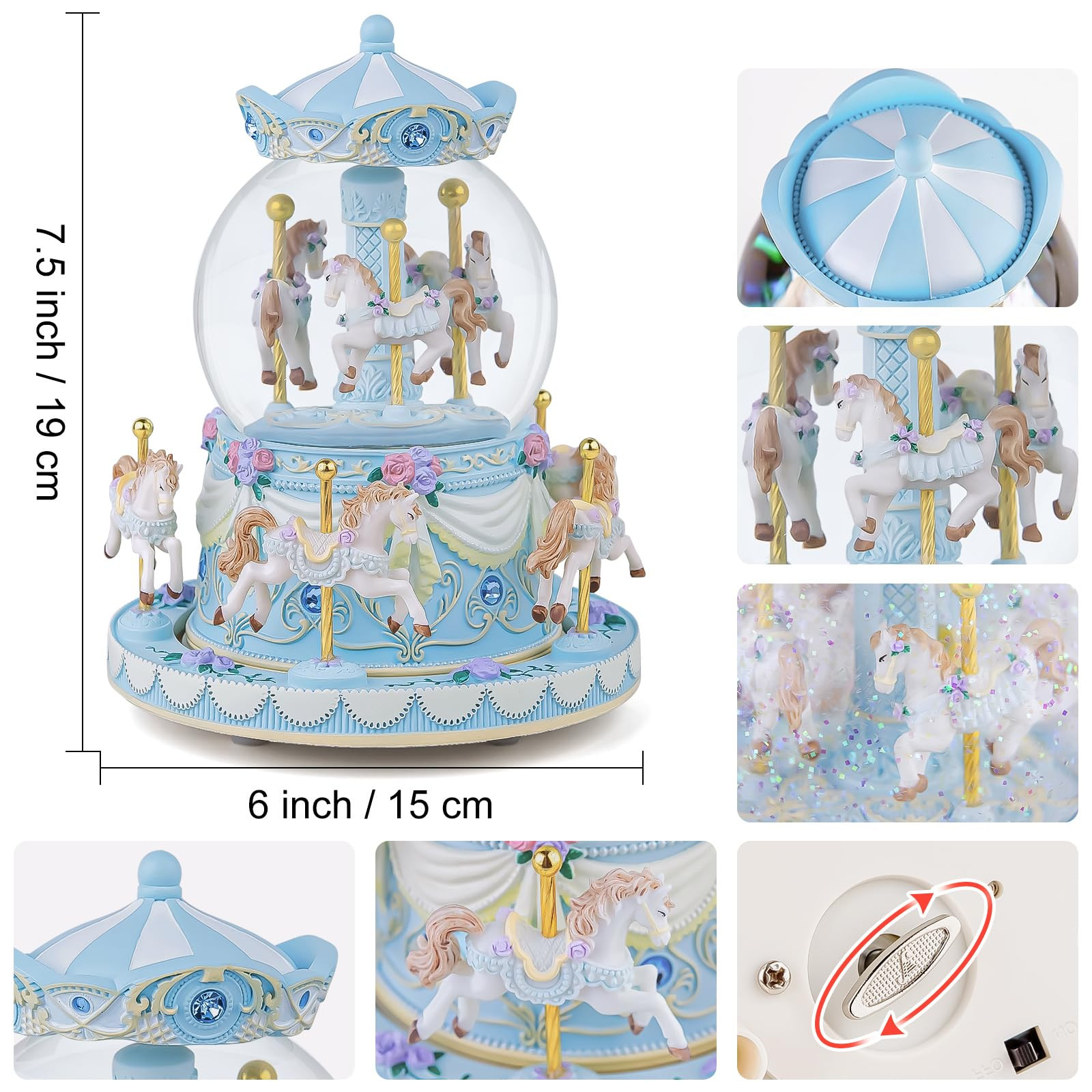 Music Box Carousel Snow Globe, Anniversary Christmas Birthday Gifts for Girls Mom Friend Daughter... | Amazon (US)