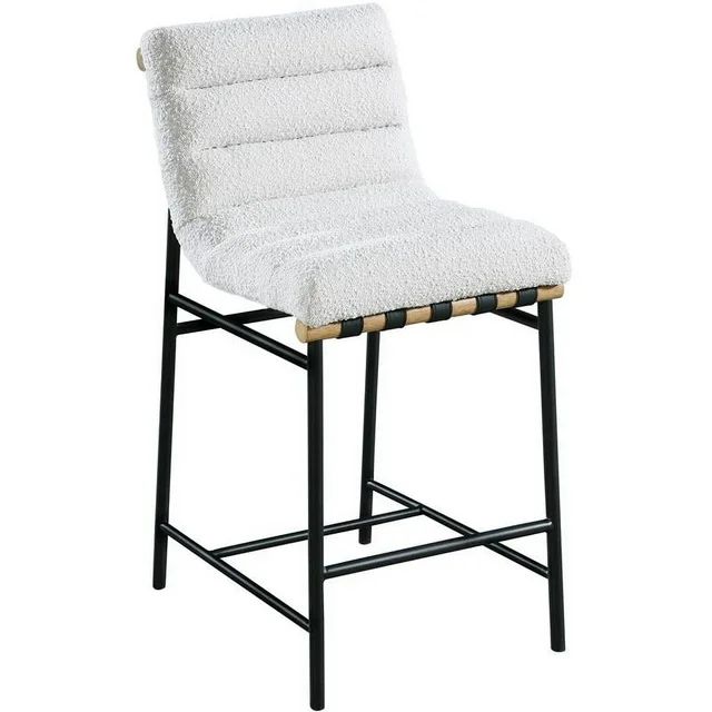 Meridian Furniture Burke Cream Boucle Fabric Counter Stool | Walmart (US)
