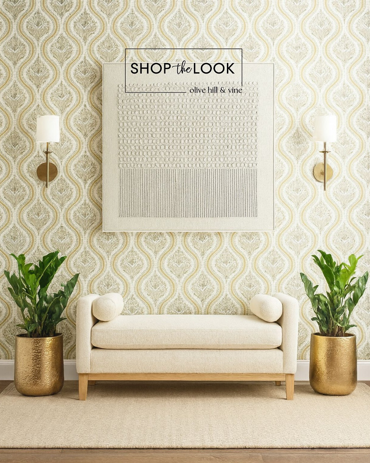 Rich textures meet timeless charm in this elegant entryway. Damask wallpaper, aged brass sconces, and boucle seating pair beautifully with gold planters and lush greenery—offering a warm, welcoming look that’s effortlessly sophisticated. 

 

#LTKHome #LTKStyleTip #LTKFamily