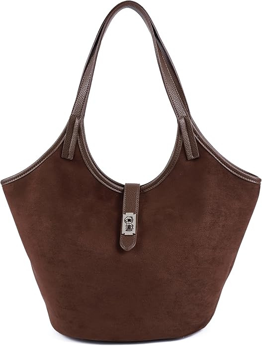 Rejolly Suede Bucket Tote Bags for Women Shoulder Bag Trendy Fall Purse Slouchy Handbag | Amazon (US)