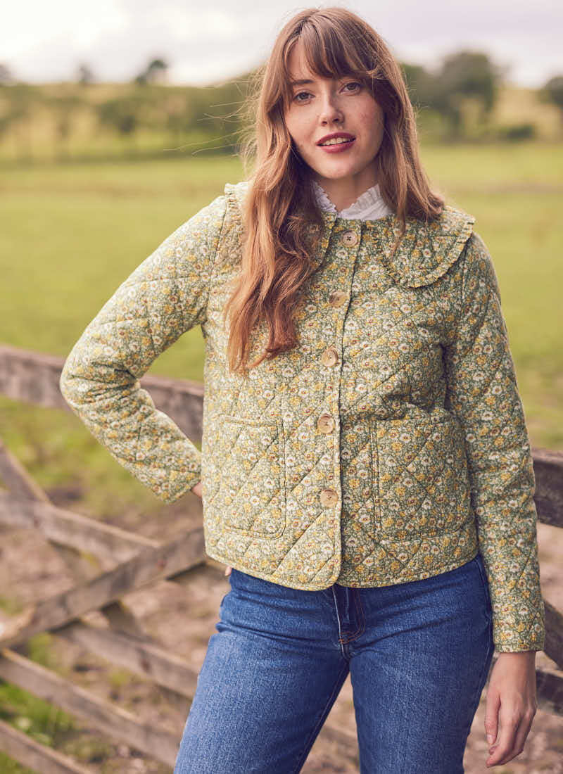 Laura Ashley X Joanie - Elin Gracie Floral Print Quilted Jacket - Green | Joanie