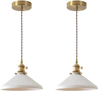 Mid Century Modern Gold Pendant Lighting White Pleated Ceramic Ceiling Pendant Light 2-Pack Adjus... | Amazon (US)
