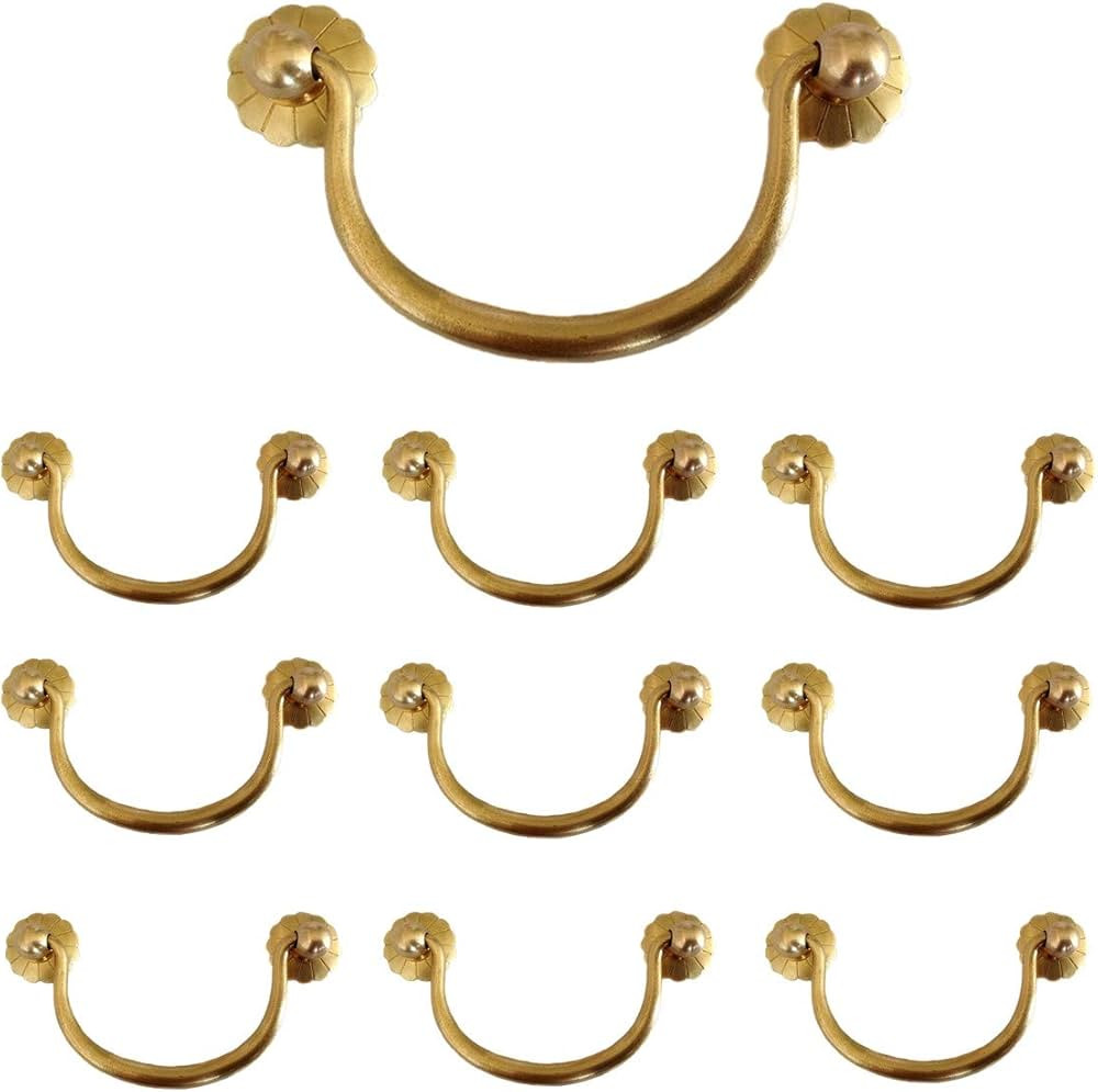 Txinmin 10 Pack Traditional Bail Cabinet Hardware Handle Pull Antique Brass Drawer Pull, 3-11/20 ... | Amazon (US)