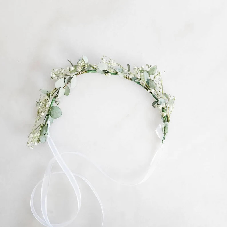 Eucalyptus crown | baby's breath crown | Minimalist crown | wedding accessories | bridesmaids | h... | Etsy (US)