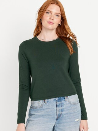 Fitted Long-Sleeve Cropped T-Shirt for Women | Old Navy (US)