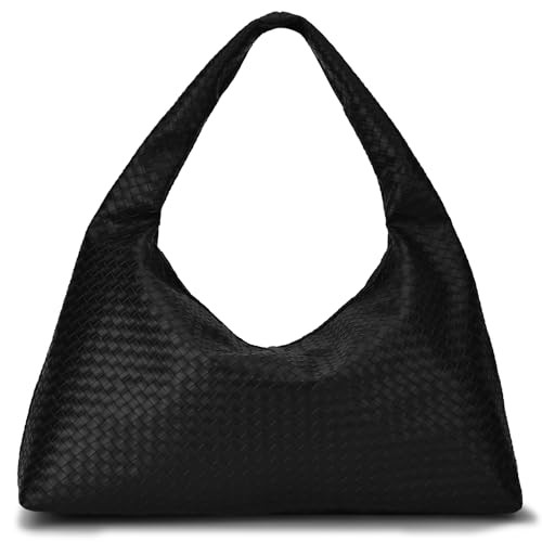 Woven Tote Bag for Women-Black Woven Bag, Large Cute Trendys Hobo Should Bag,Vagen Leather Purse,Versatile Retro Beach Handbag-Holiday Gift for Women | Amazon (US)