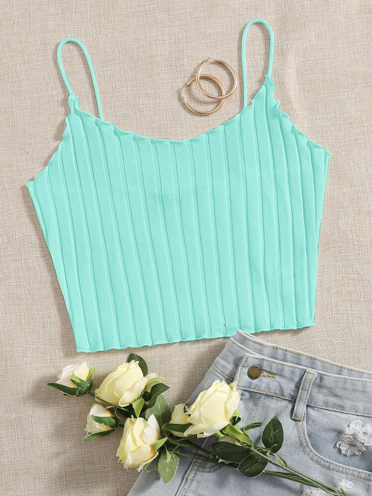 SHEIN EZwear Lettuce Trim Cami Top | SHEIN