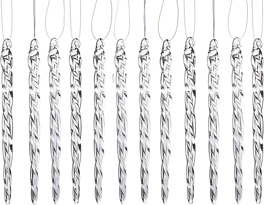 Klikel Glass Icicle Ornaments - Winter Decorations for Christmas Tree - Total 36 Hanging Ornament... | Amazon (US)