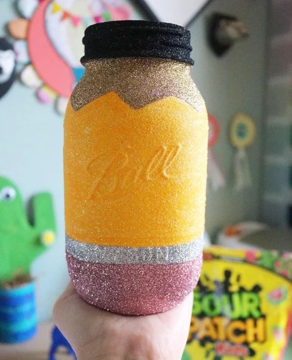 The Original Glitter Pencil Mason Jar  Teacher Gift  First | Etsy | Etsy (US)
