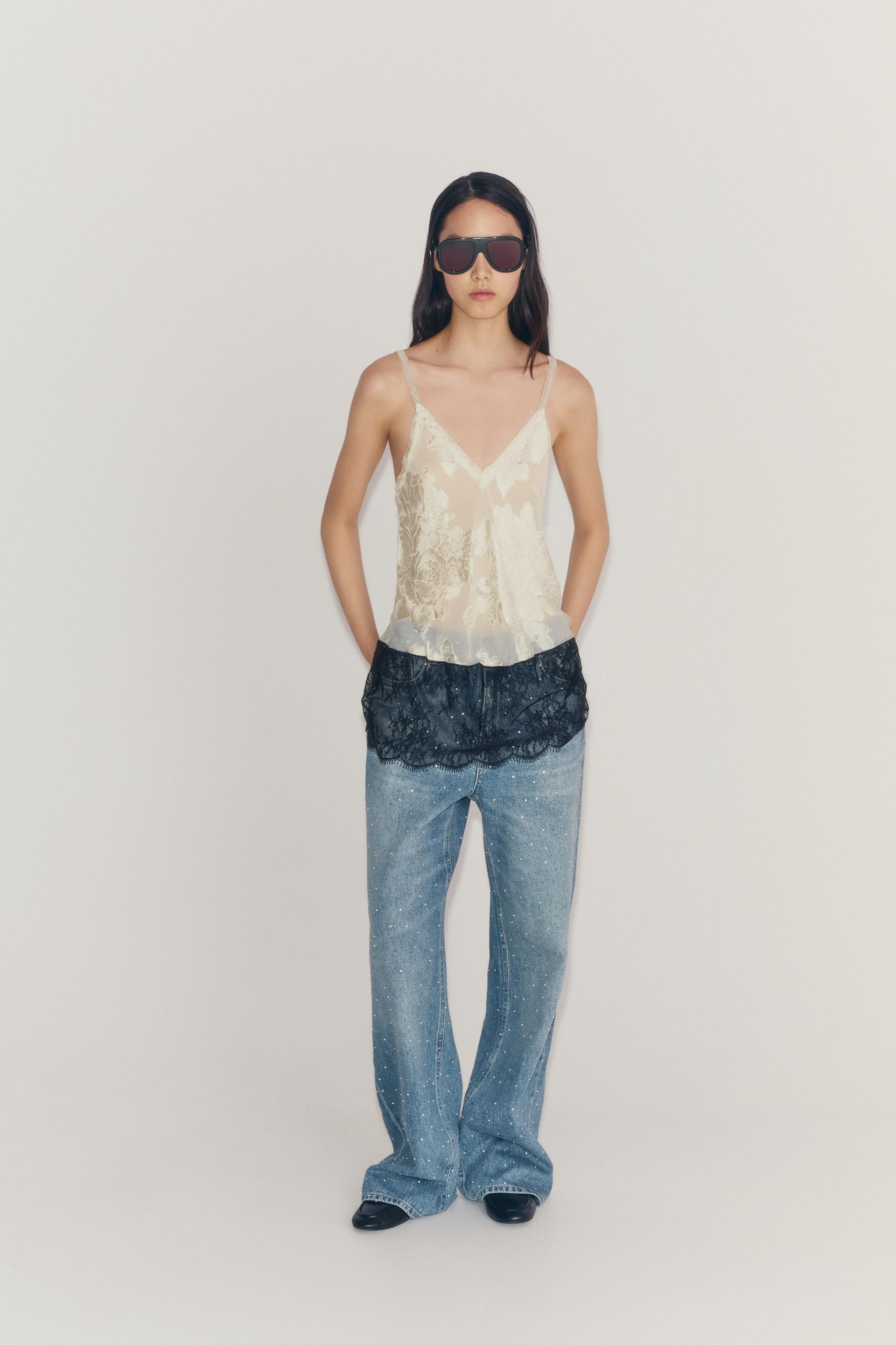 ZW COLLECTION SILK JACQUARD CAMI TOP | Zara UK