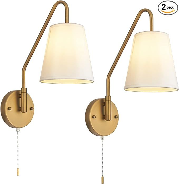 PASSICA DECOR Wall Sconces Set of Two 180 Degree Left and Right Swing Arm Wall Light with Pull Ch... | Amazon (US)