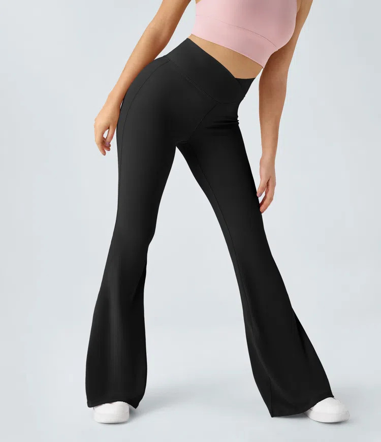 Women’s Crossover High Waisted Back Pocket Super Flare Leggings - Halara | HALARA