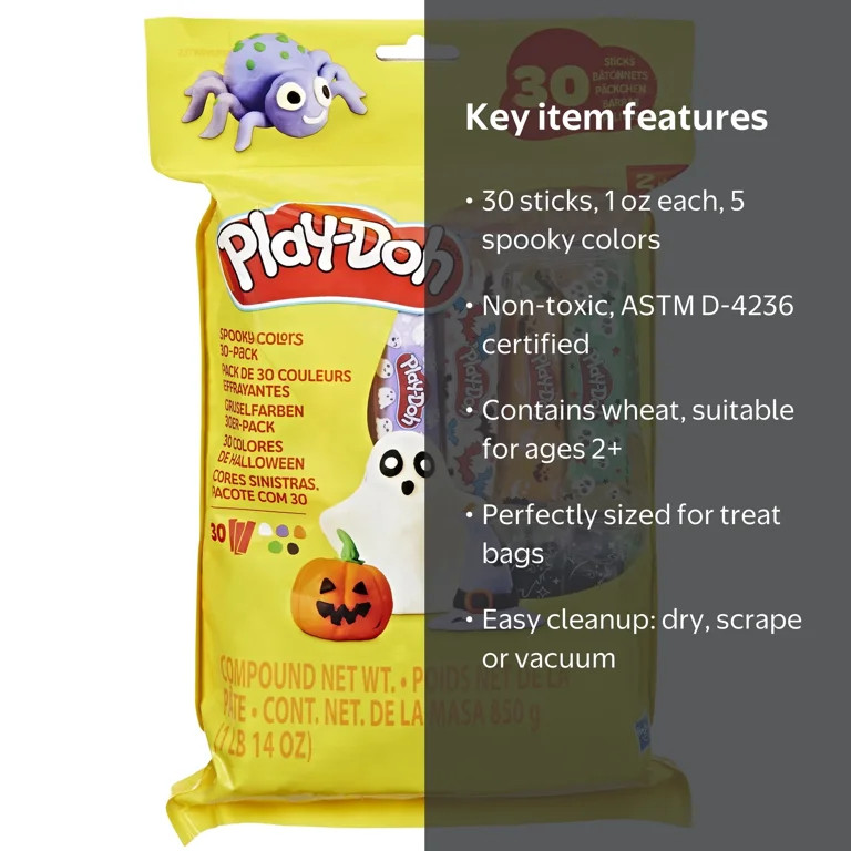 Play-Doh 30-Pack Halloween Modeling Compound, Spooky Colors, Non-Candy Treats for Kids 2+ | Walmart (US)