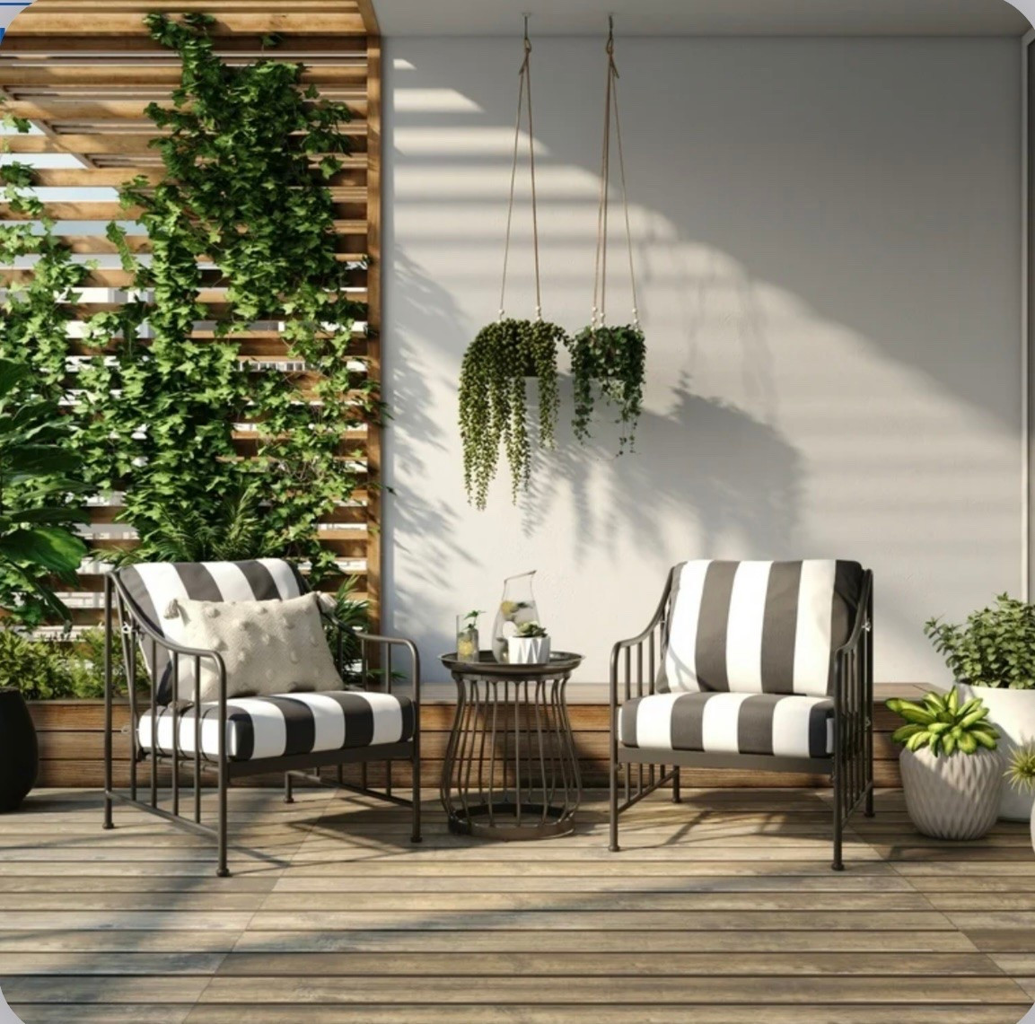 Striped cushions and black metal 3 piece better homes and garden patio set from Walmart! Only $297!

#LTKSeasonal #LTKHome