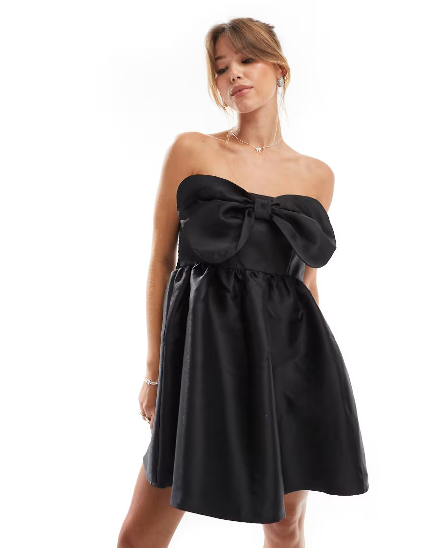 ONLY bow bandeau mini dress in black | ASOS (Global)