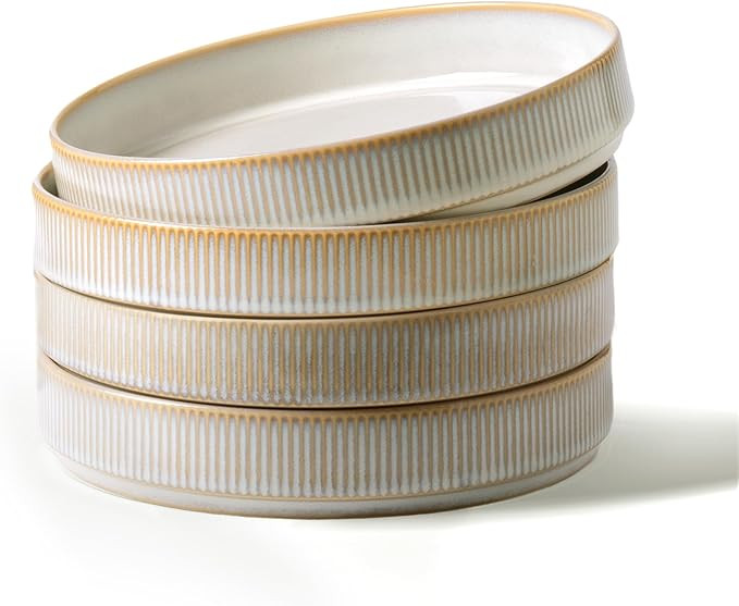 famiware Star 8.25" Pasta Bowls, Large Dinner Bowls Set of 4, Salad Bowl Plates, Shallow Bowls fo... | Amazon (US)