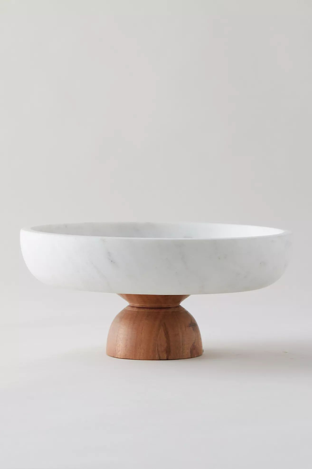 Marble + Acacia Wood Footed Serving Bowl | Anthropologie (US)